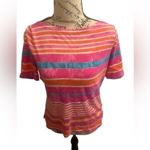 Ralph Lauren Pink and Purple Fitted Short Sleeve Tee
